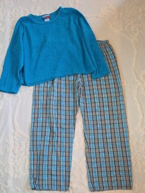 Vintage Blue Chanel And Flannel Pajama Set